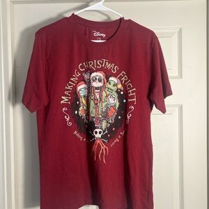 Disney Shirt Women's L Red Nightmare Before Christmas Making Christmas Fright